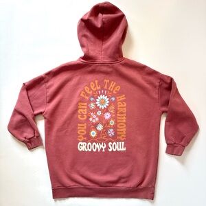 Groovy Soul Floral Graphic Hoodie - Rose Pink